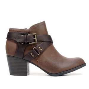 Indigo Rd Brown Moto Strap Ankle Bootie